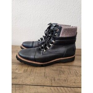Nautica Faylene‎ Black Faux Leather Cap Toe Lace Up Boots Women’s Size 10